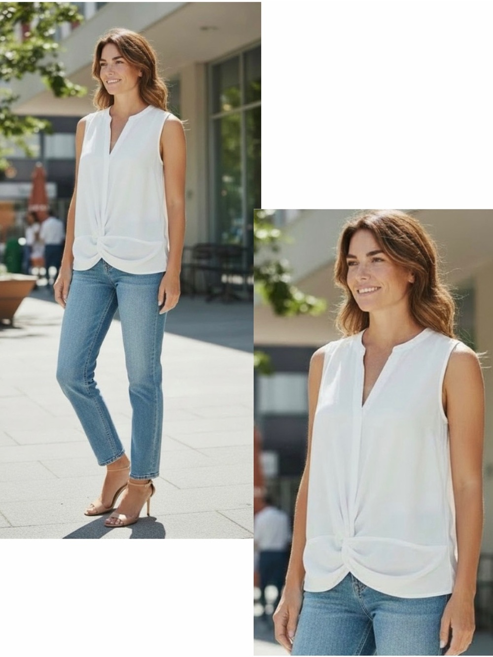 JOSEPH RIBKOFF NWT Ivory Sleeveless Twist Front Blouse 2